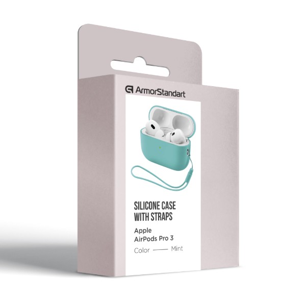 Фото - Чехол для наушников Armorstandart Silicone Case with straps for Apple AirPods Pro 3 Mint (ARM91282)
